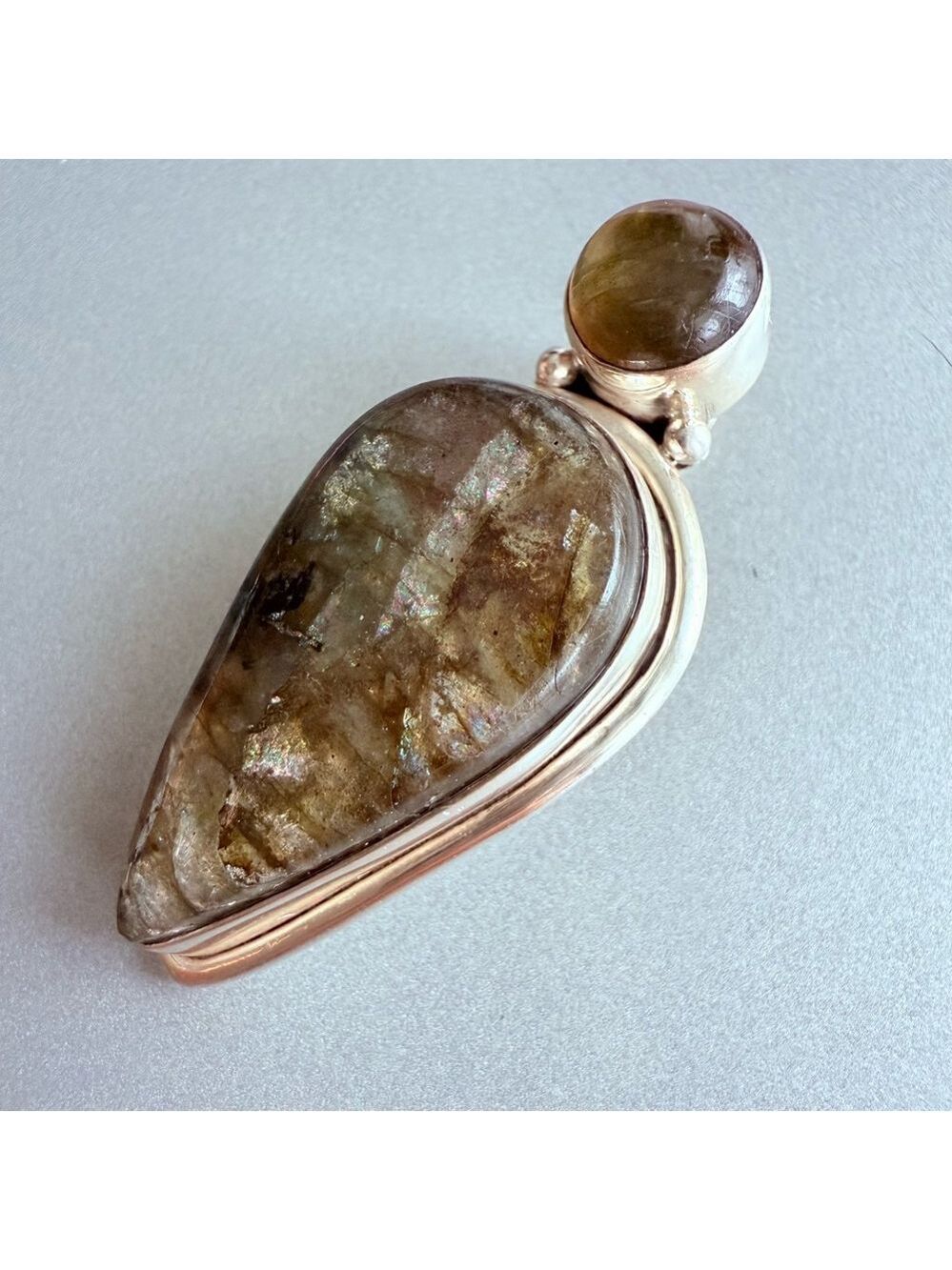Artisan Boho 24.76 CT Labradorite Sajen Style 925 Sterling Silver 1.75" Pendant - Picture 4 of 6